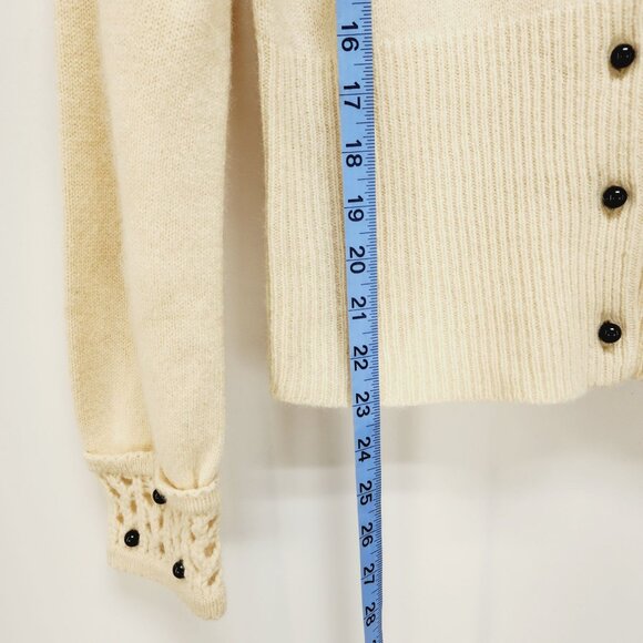 Anthropologie sleeping on snow cream colored marble beads cardigan sweater SZ S - Picture 9 of 11